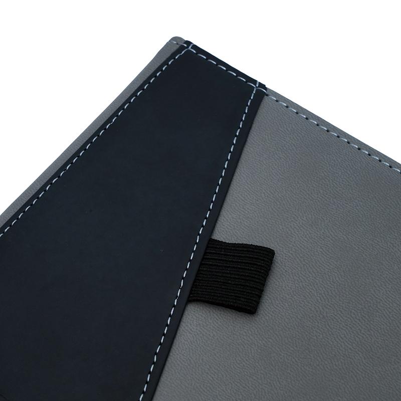 Promotional Gray & Black - Pu Leather Notebook With Pen Holder